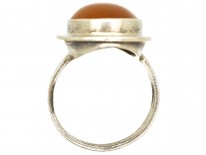 Cabochon Amber & Silver Oval Ring