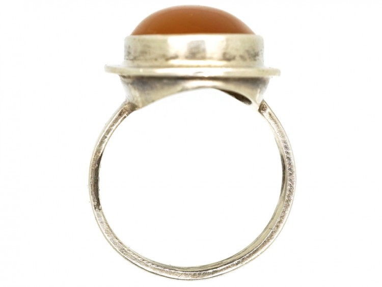 Cabochon Amber & Silver Oval Ring
