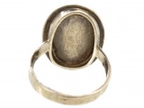 Cabochon Amber & Silver Oval Ring