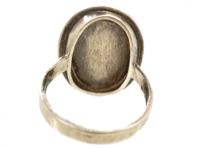 Cabochon Amber & Silver Oval Ring