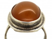 Cabochon Amber & Silver Oval Ring