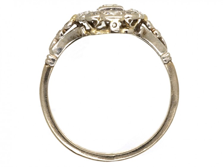 Art Deco Platinum & Diamond Rectangular Ring with Diamond Shoulders