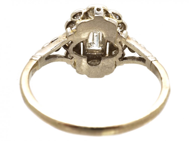 Art Deco Platinum & Diamond Rectangular Ring with Diamond Shoulders