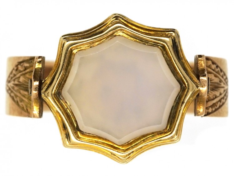 Victorian 15ct Gold & Bloodstone & Chalcedony Swivel Signet Ring
