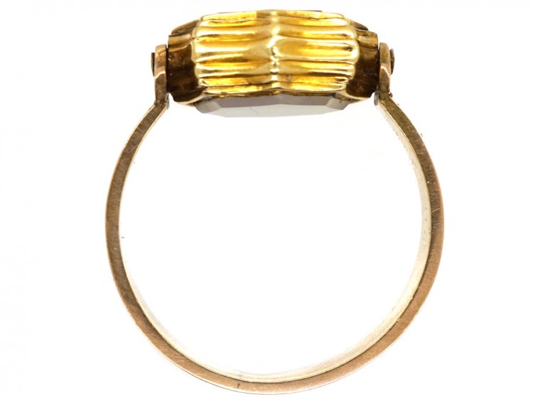 Victorian 15ct Gold & Bloodstone & Chalcedony Swivel Signet Ring
