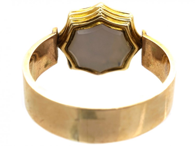 Victorian 15ct Gold & Bloodstone & Chalcedony Swivel Signet Ring