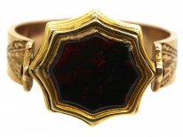 Victorian 15ct Gold & Bloodstone & Chalcedony Swivel Signet Ring
