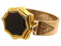 Victorian 15ct Gold & Bloodstone & Chalcedony Swivel Signet Ring