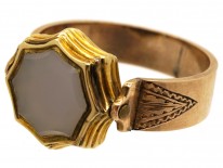 Victorian 15ct Gold & Bloodstone & Chalcedony Swivel Signet Ring