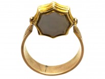 Victorian 15ct Gold & Bloodstone & Chalcedony Swivel Signet Ring