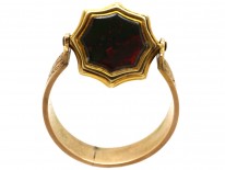 Victorian 15ct Gold & Bloodstone & Chalcedony Swivel Signet Ring