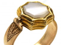 Victorian 15ct Gold & Bloodstone & Chalcedony Swivel Signet Ring