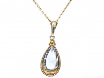 Art Deco Synthetic Blue Spinel Pendant on Silver Chain