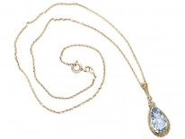 Art Deco Synthetic Blue Spinel Pendant on Silver Chain