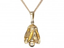 Silver Gilt & Marcasite Art Deco Pendant on Chain by Theodor Fahrner