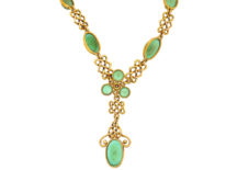 18ct Gold Arts & Crafts Necklace Set With Turquoise & a Diamond