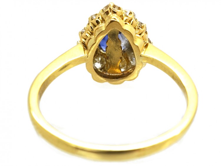 18ct Gold, Diamond & Heart Shaped Ceylon Sapphire Ring