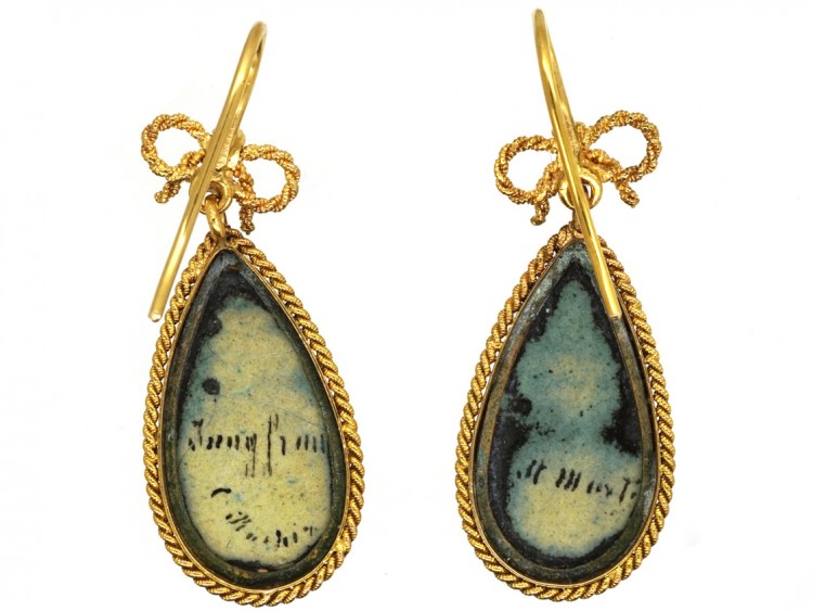15ct Gold Swiss Enamel Drop Earrings