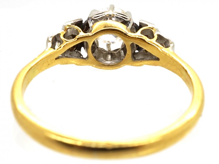 Art Deco Diamond Solitaire Ring With Diamond Shoulders