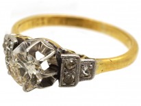 Art Deco Diamond Solitaire Ring With Diamond Shoulders