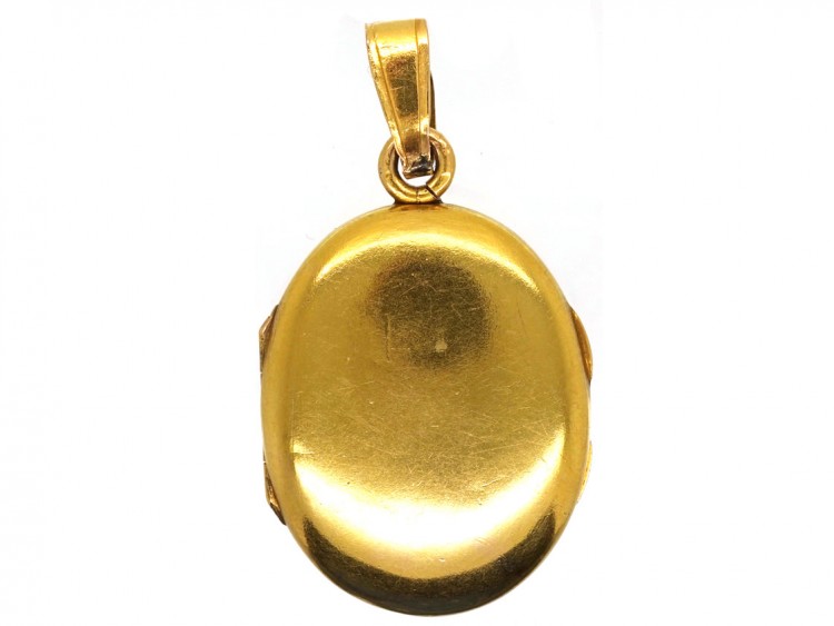 Victorian 18ct Gold Oval Locket Set With a Diamond