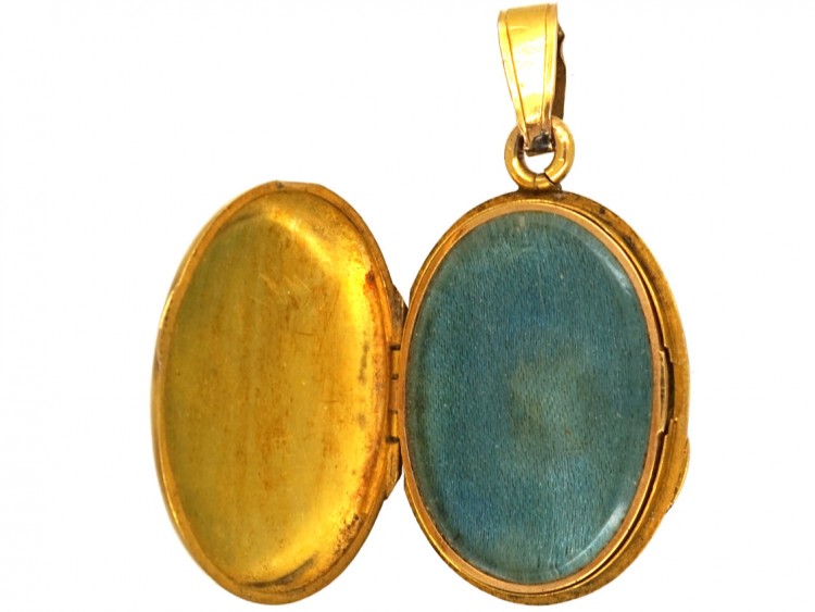 Victorian 18ct Gold Oval Locket Set With a Diamond