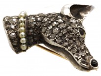 Edwardian Rose Diamond & Seed Pearl Dog Brooch