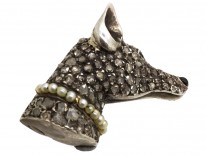 Edwardian Rose Diamond & Seed Pearl Dog Brooch