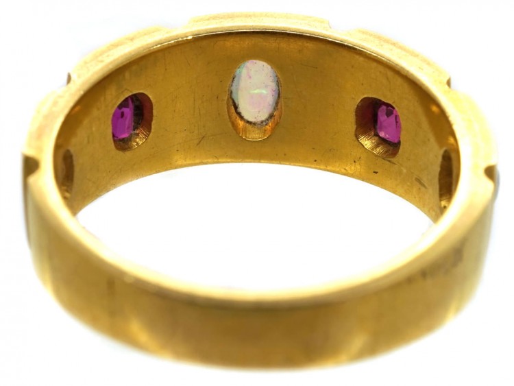Victorian 18ct Gold Opal & Ruby Ring