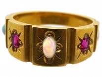 Victorian 18ct Gold Opal & Ruby Ring