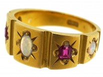 Victorian 18ct Gold Opal & Ruby Ring