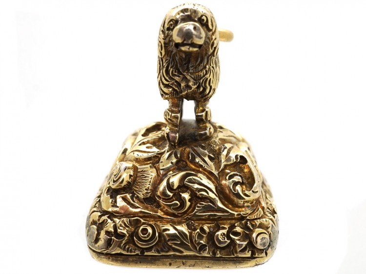 Georgian Gold Cased Seal With King Charles Spaniel