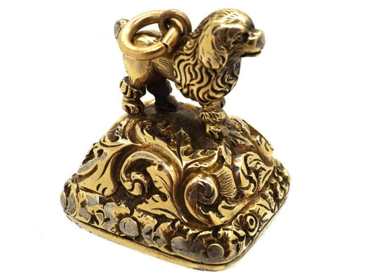 Georgian Gold Cased Seal With King Charles Spaniel