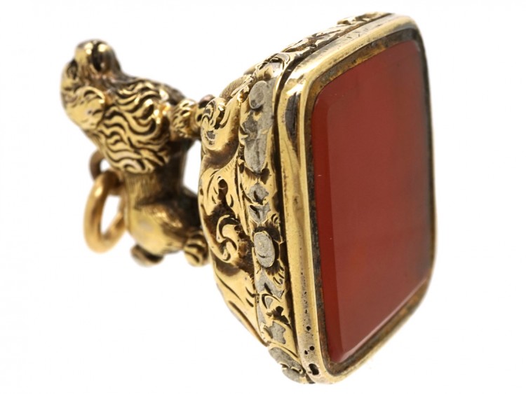 Georgian Gold Cased Seal With King Charles Spaniel