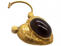 Large 15ct Gold Early Victorian Heart Shaped Padlock Set With A Cabochon Garnet