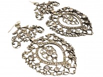 Large Silver & Paste Heart Shaped Drop Earrings