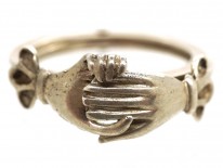 Silver Clasped Hands Opening Fede Ring