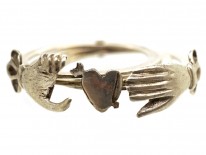 Silver Clasped Hands Opening Fede Ring