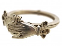 Silver Clasped Hands Opening Fede Ring