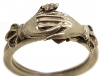 Silver Clasped Hands Opening Fede Ring