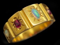 Victorian 18ct Gold Opal & Ruby Ring