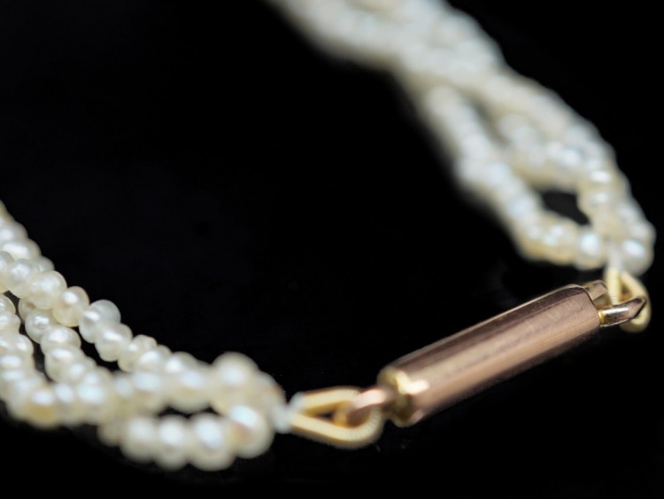 Edwardian Seed Pearl & Gold Necklace