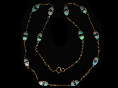 Edwardian 15ct Gold, Opal & Rock Crystal Chain