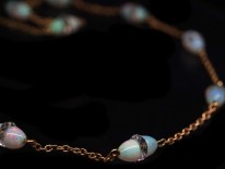 Edwardian 15ct Gold, Opal & Rock Crystal Chain