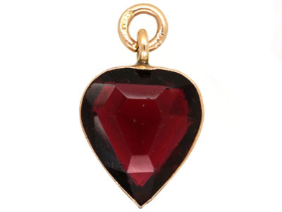 Edwardian 9ct Gold & Garnet Heart Pendant