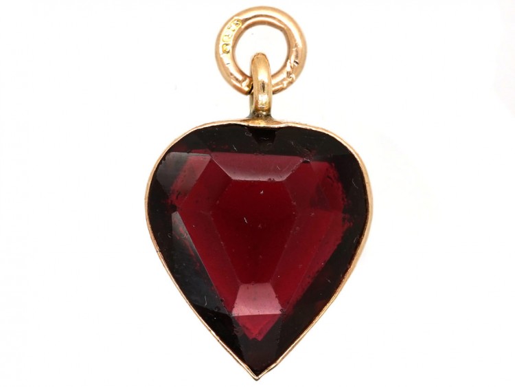 Edwardian 9ct Gold & Garnet Heart Pendant
