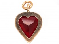 Edwardian 9ct Gold & Garnet Heart Pendant