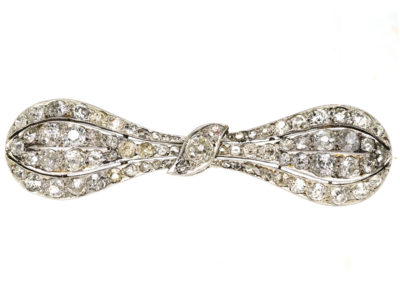 Edwardian Platinum & Diamond Bow Brooch