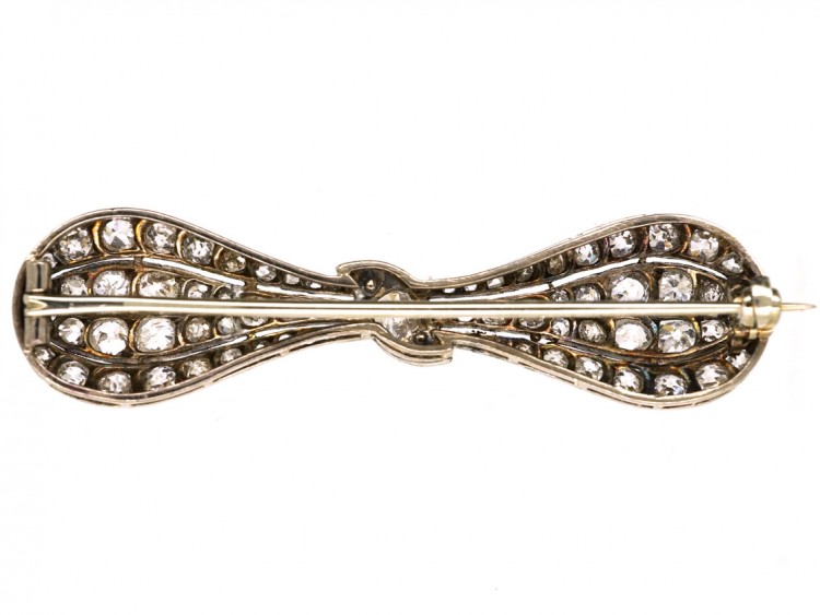 Edwardian Platinum & Diamond Bow Brooch