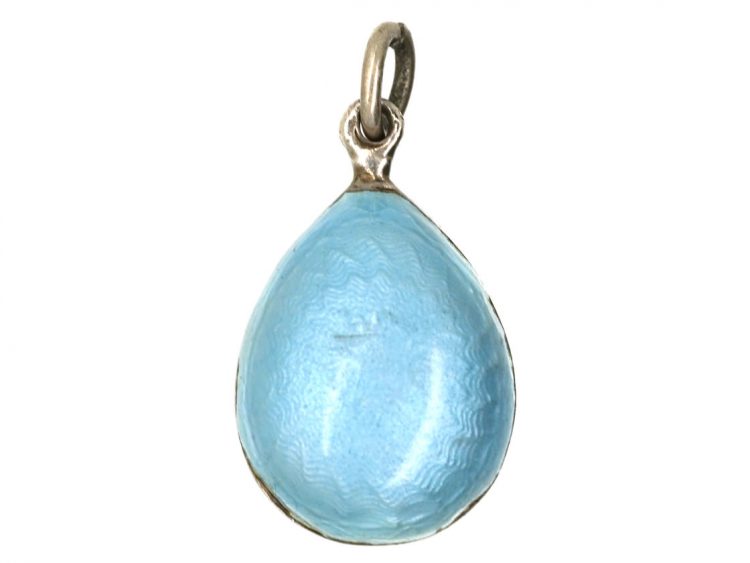 Pale Blue Enamel & Silver Easter Egg